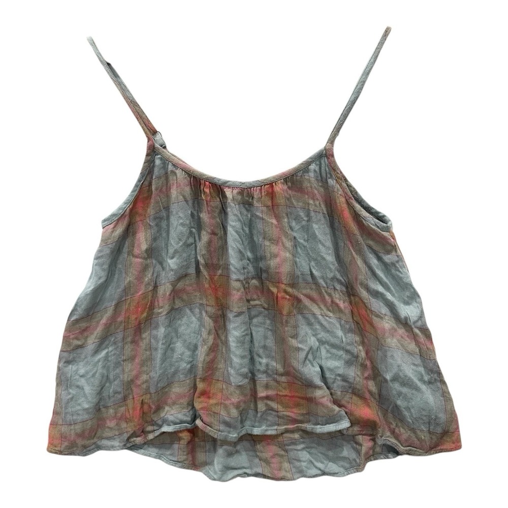 Anthropologie Cloth & Stone Blue Gray Plaid Tank Top Women's Size Medium Flannel